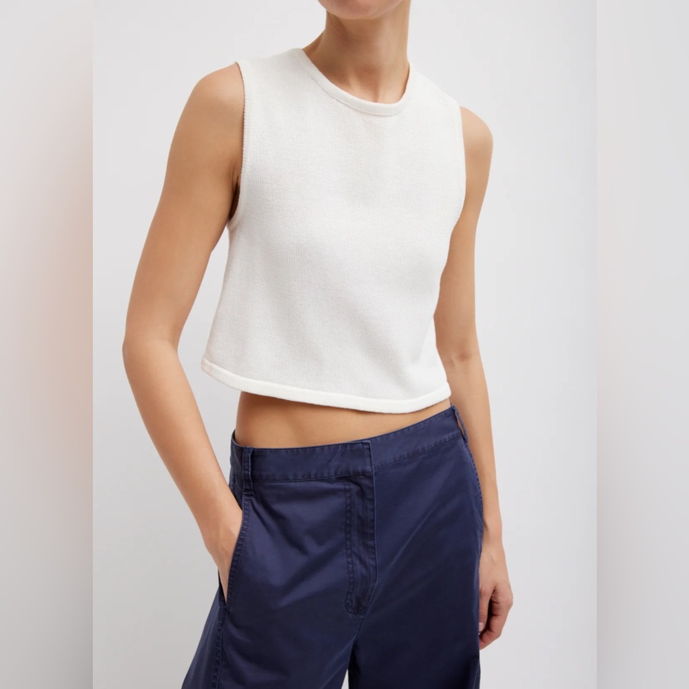 Tibi Brand New With Tags Cotton Criss Cross Cropped Sleeveless Sweater